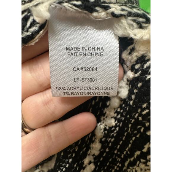 Anthropologie La Fee Verte Cardigan Black White Fringe NWT Size Medium Sweater - Picture 8 of 9
